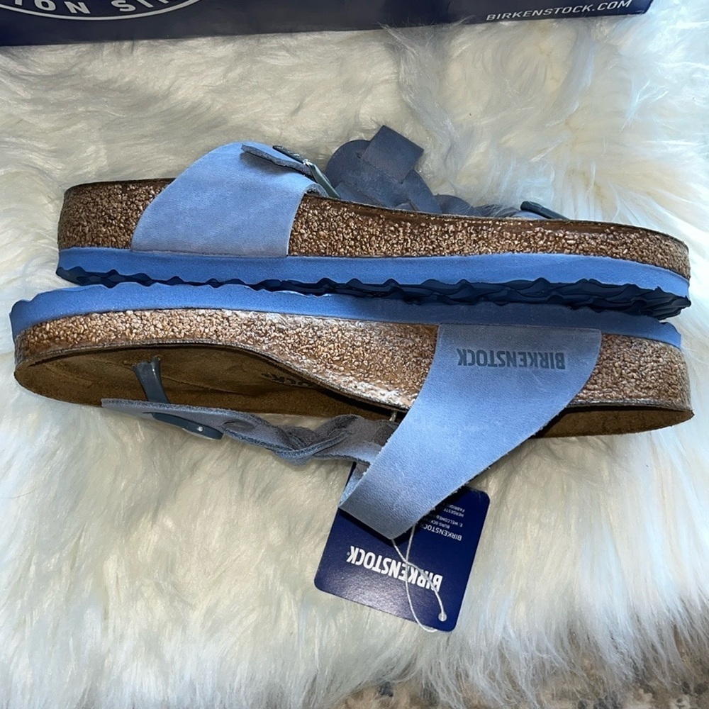 🆕 Birkenstock Gizeh Braided Dusty Blue Oiled Leather Sandals Size 37 US 6/6.5 - Picture 4 of 15